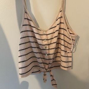 Pink and black buttoned crop top